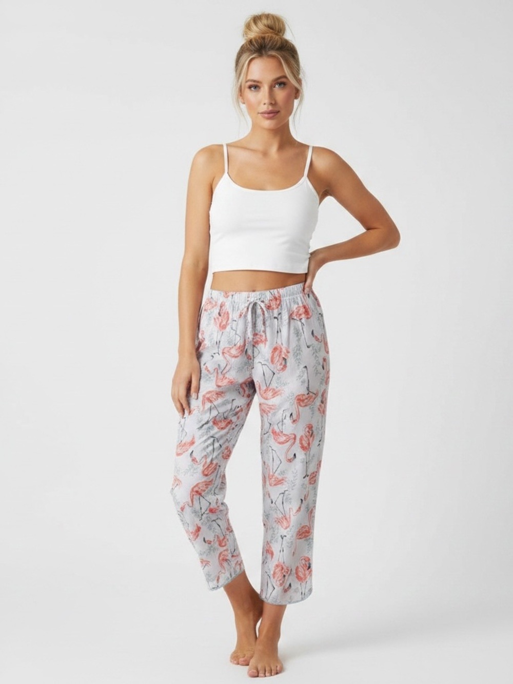 Secret Treasures | Flamingo printed cropped pajama pants size medium